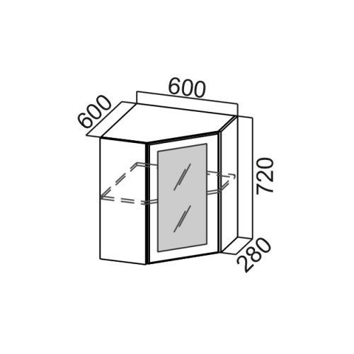 Шкаф навесной 600/720 угловой со стеклом "Волна" Ш600ус/720 - Схема