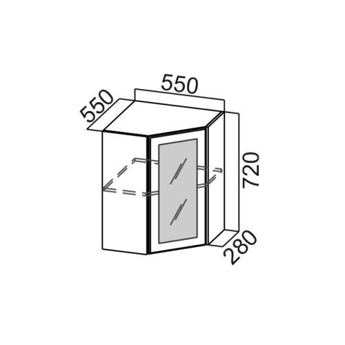 Шкаф навесной 550/720 угловой со стеклом "Классика" Ш550ус/720 - Схема