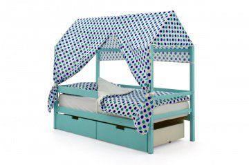 Крыша текстильная для кровати-домика "Svogen" круги, мятный синий - Крыша текстильная для кровати-до