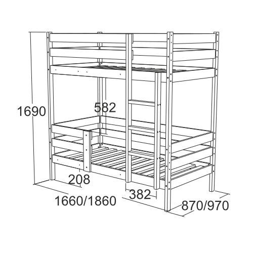 Кровать двухъярусная "Аист-2" (800*1600 мм) - Кровать двухъярусная "Аист-2" (800*1600 мм), схема
