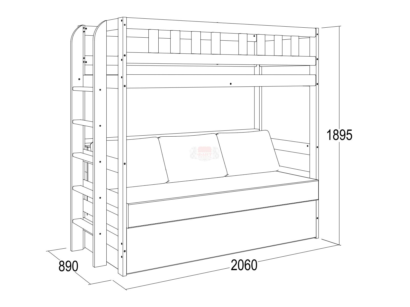 Габариты 2х ярусной кровати