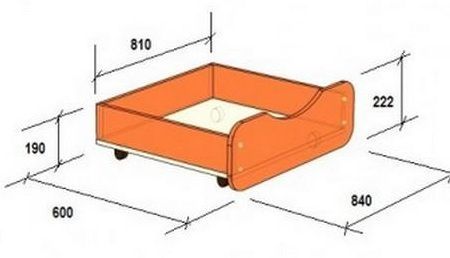 Кровать двухъярусная "Легенда 10.3" с полками - Схема выкатного ящика