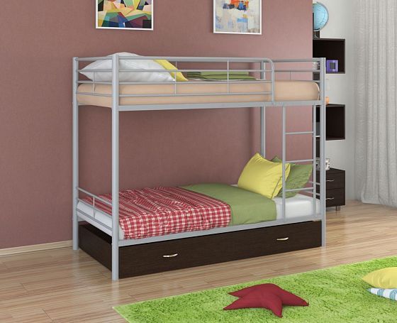 Кровать двухъярусная "Севилья-3" с ящиком - Цвет: Серый/Венге