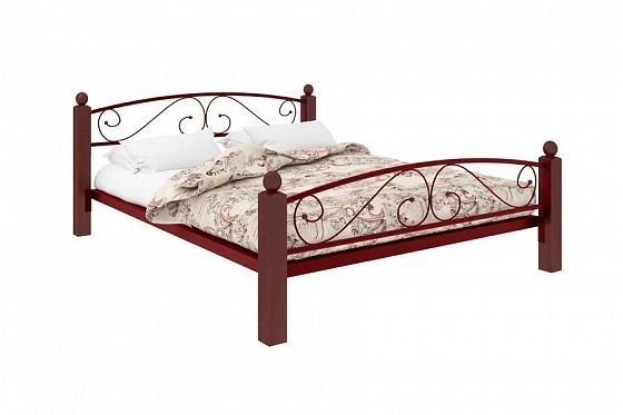 Кровать "Вероника Lux Plus" 1400 мм (ламели) - Цвет: Красный/Коричневый (дерево)