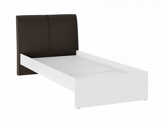 Кровать "Доминика" 1200 мм - Кровать "Доминика" 1200 мм, Цвет: Белый/Кожзам коричневый