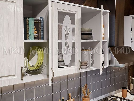 Кухня "Констанция" 2000 мм Компоновка №1 - Верхние шкафы, цвет: Сандал
