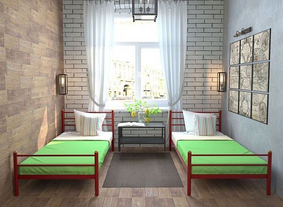 Кровать "Милана мини Plus" 900 мм (ламели) - В интерьере, цвет: Красный