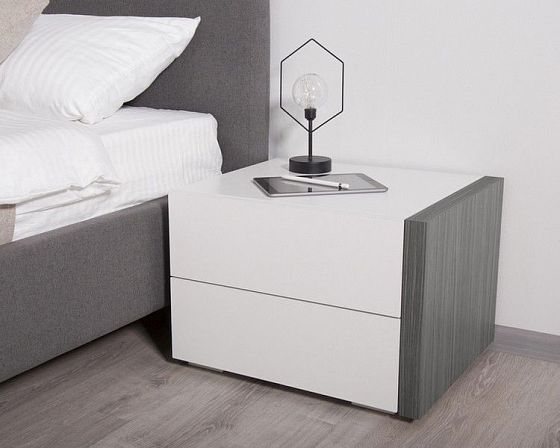 Модульная спальня "Лира" - Прикроватная тумба, цвет: Дуб Андреа Серый/Белый