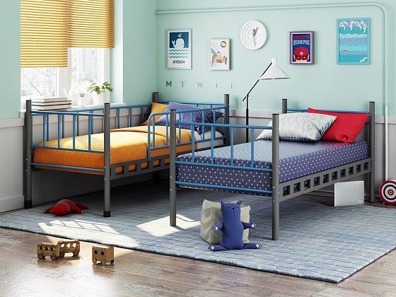 Кровать-трансформер "Мальта"  - Две кровати, цвет: Серый/Голубой