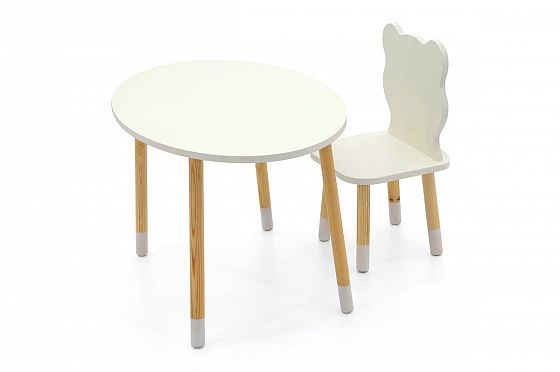 Детский стул "Stumpa мишка" белый - Детский стул "Stumpa мишка" белый, со столом сбоку