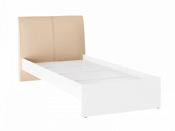 Кровать "Доминика" 1200 мм - Кровать "Доминика" 1200 мм, Цвет: Белый/Кожзам бежевый