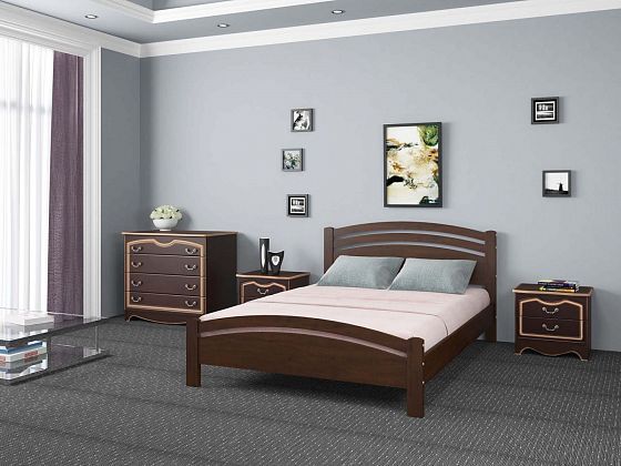 Кровать "Камелия-3" 1600 мм (ламели) - Кровать "Камелия-3" 1600 мм (ламели), Цвет: Орех