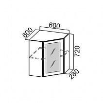 Шкаф навесной 600/720 угловой со стеклом "Волна" Ш600ус/720