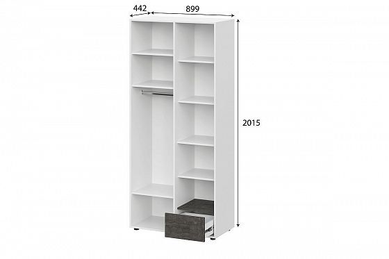 Шкаф комбинированный двухстворчатый "Анри" - внутреннее наполнение, размеры