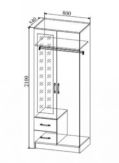 Шкаф двухдверный "Софи" СШК800.3 - Шкаф двухдверный "Софи" СШК800.3 с размерами