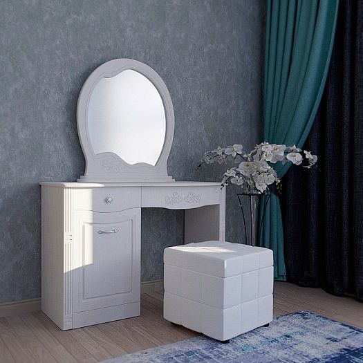 Модульная спальня "Ева-10" - Туалетный стол с зеркалом, цвет: Рамух/Сандал Белый
