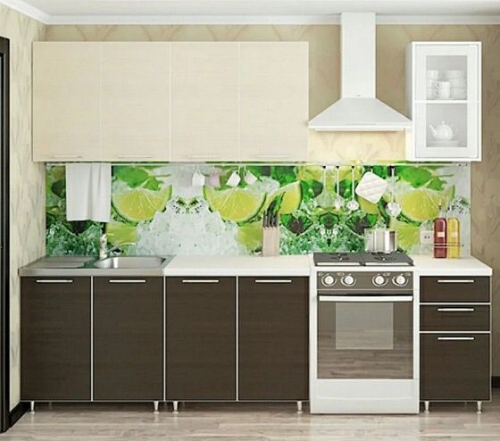 Кухня "Радуга" 2,0 м (фасад комбинированный) - Цвет: Дуб Беленый/Венге