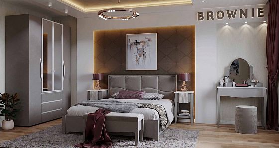 Кровать Люкс 306 "Brownie" 1800 - В интерьере, цвет: Мокко/Furor Brown Grey