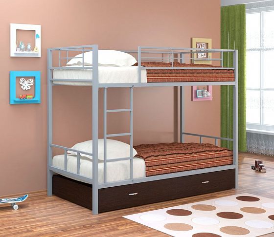 Кровать двухъярусная "Севилья-2" с ящиком Цвет: Серый/Венге