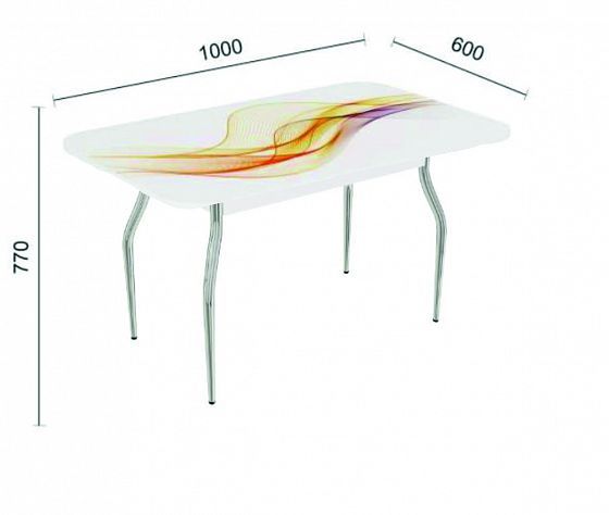 Стол прямоугольный нераздвижной стеклянный с фотопечатью (подстолье Изогнутое) - Волна (фотопечать)