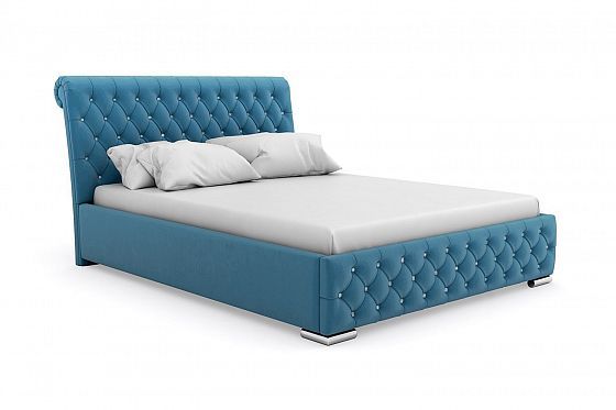 Кровать "Relax" 1400 металлическое основание/стразы - Цвет: Синий 115