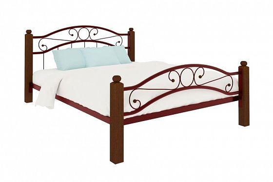 Кровать "Надежда Lux Plus" 1600 мм (ламели) - Цвет: Красный/Коричневый (дерево)