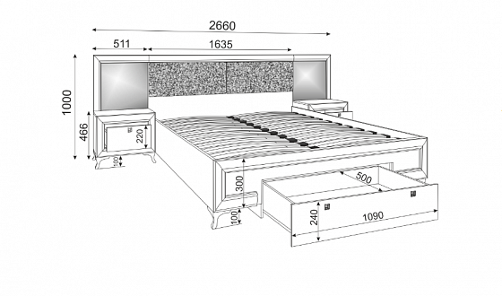 Кровать "Саванна" 1600 с ортопедическим основанием модуль М06 - Кровать "Саванна" 1600 с ортопедичес
