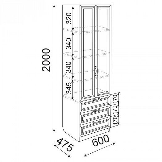 Шкаф "OSTIN" с ящиками 600 модуль №4 - Схема