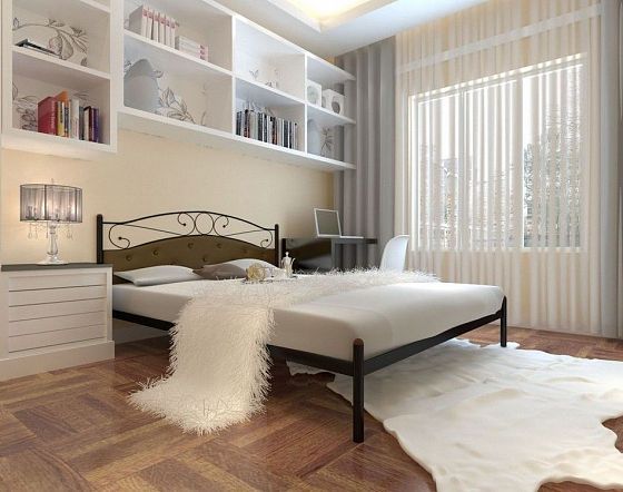 Кровать "Надежда" 1400 мм (мягкая) - В интерьере, цвет: Черный