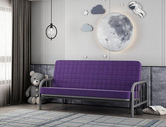 Диван-кровать "Мадлен-4" (Фиолетовый велюр) - Цвет: Серый