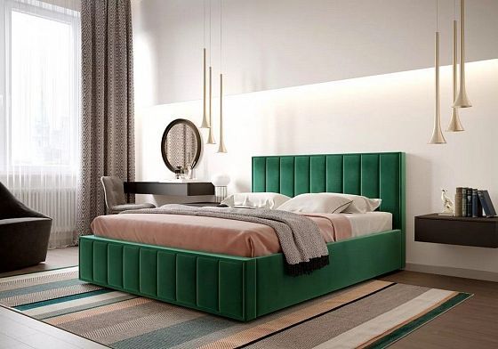 Кровать "Вена" 1400 - В интерьере, цвет: Мора Зеленый