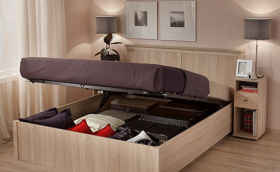 Набор мебели для спальни "Шерлок" №2 - Кровать с подъемным механизмом Шерлок, цвет: Дуб Сонома