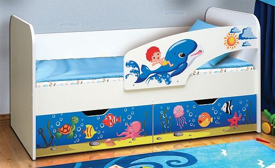 Кровать детская с фотопечатью "Дельфин" 800*1900 мм - Кровать детская с фотопечатью "Дельфин" 800*19