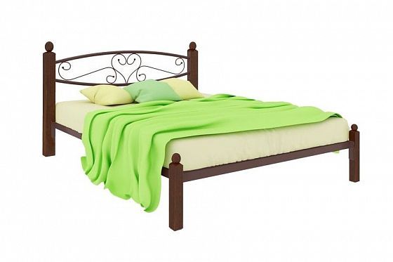 Кровать "Каролина Lux" 1400 мм (ламели) - Цвет: Коричневый/Коричневый (дерево)
