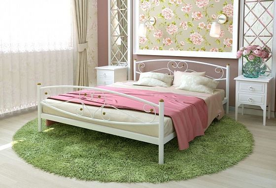 Кровать "Каролина Plus" 1200 мм (ламели) - В интерьере, цвет: Белый