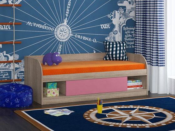 Детская кровать "Соня-4" Цвет: Дуб Сонома/Розовый