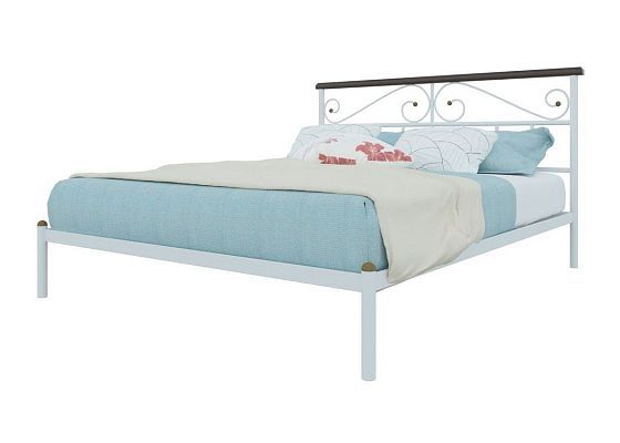 Кровать "Эсмеральда" 1600 мм (ламели) - Цвет: Белый/Коричневый (дерево)