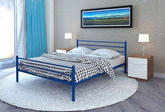 Кровать "Милана Plus" 1200 мм (ламели) - В интерьере, цвет: Синий