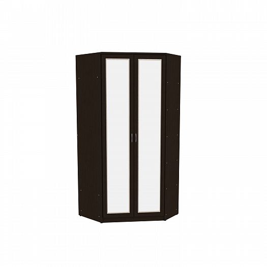Угловой шкаф со штангой, полками и 2 ящиками Арт. 403 (2 зеркальные двери), Цвет: Венге