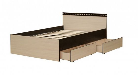 Кровать "Сакура" с ящиками 1400 мм. (Ольга-13) Цвет: Венге/Млечный Дуб