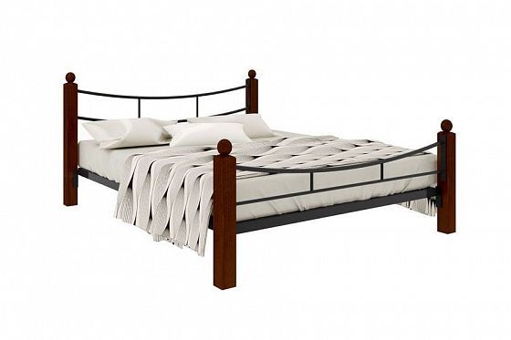 Кровать "София Lux Plus" 1400 мм (ламели) - Цвет: Черный/Коричневый (дерево)