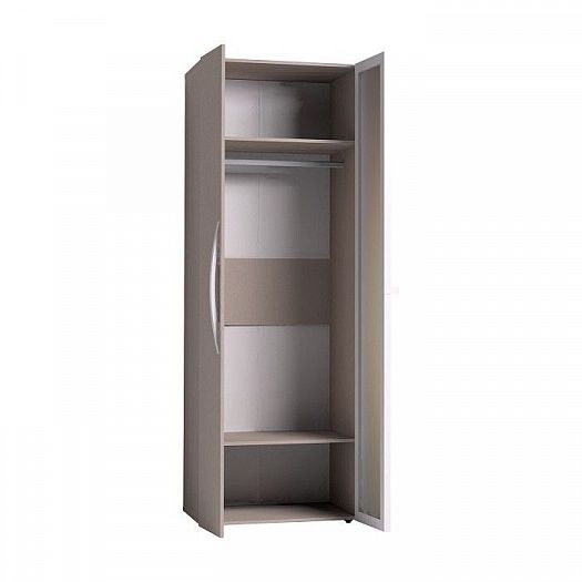 Шкаф для одежды 54 "Brownie" Стандарт+Зеркало - В раскрытом виде, цвет: Мокко/Белый