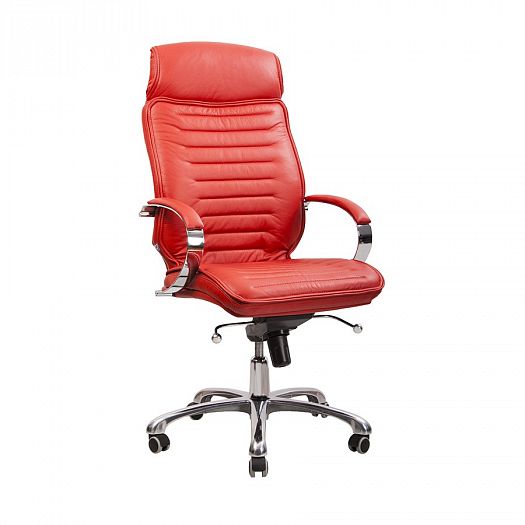 Кресло руководителя "Alia Chrome Alu2" кожзам PU - Цвет: Красный