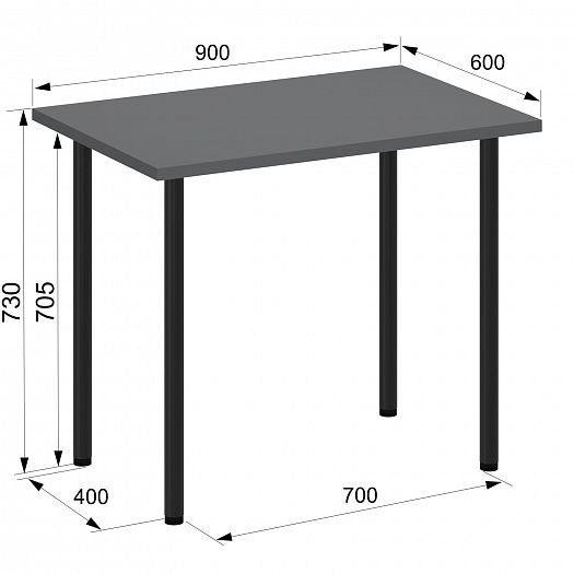 Стол обеденный "Лайт №1" (черные опоры) - размеры