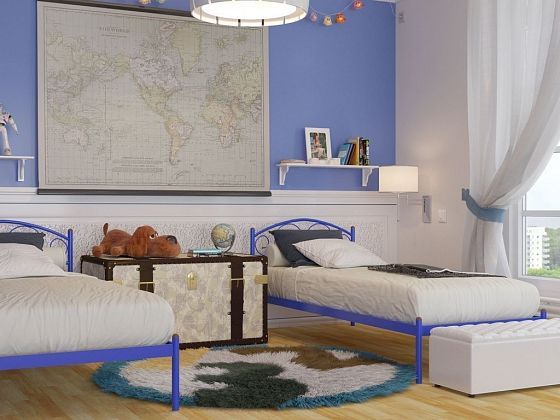 Кровать "Вероника мини" 800 мм (ламели) - В интерьере, цвет: Синий