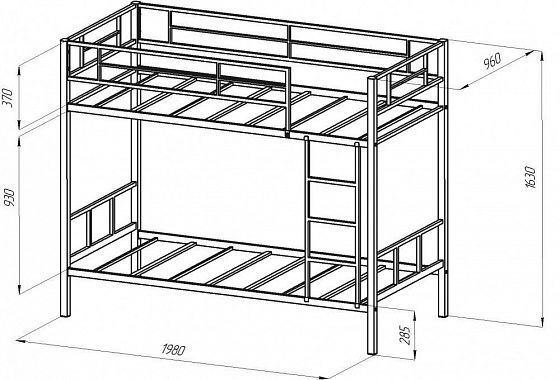 Кровать двухъярусная "Севилья-2" - Схема, размеры