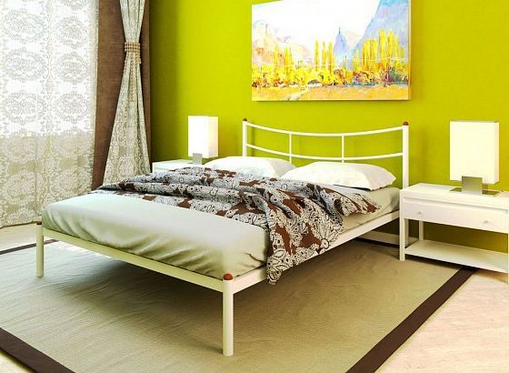 Кровать "София" 1400 мм (ламели) - В интерьере, цвет: Белый