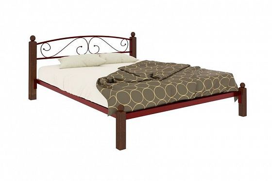 Кровать "Вероника Lux" 1800 мм (ламели) - Цвет: Красный/Коричневый (дерево)