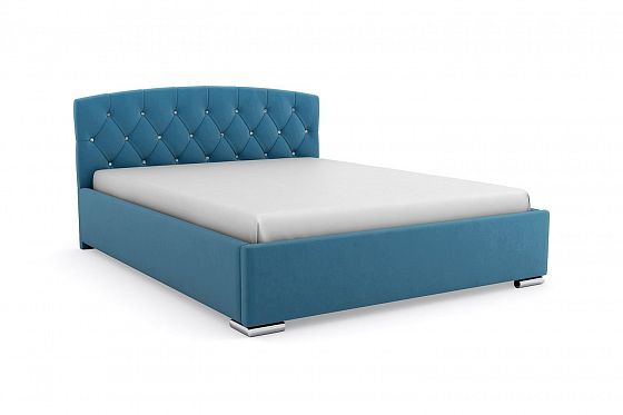 Кровать "Премьер" 1400 с ламелями/стразы - Цвет: Синий 115