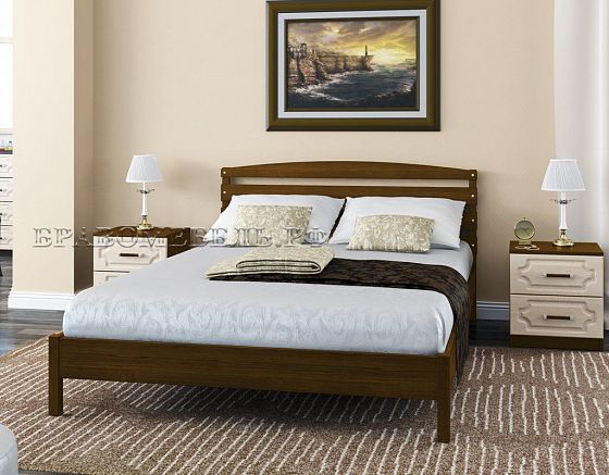 Кровать "Камелия-1" 1600 мм (ламели) - Кровать "Камелия-1" 1600 мм (ламели), Цвет: Орех